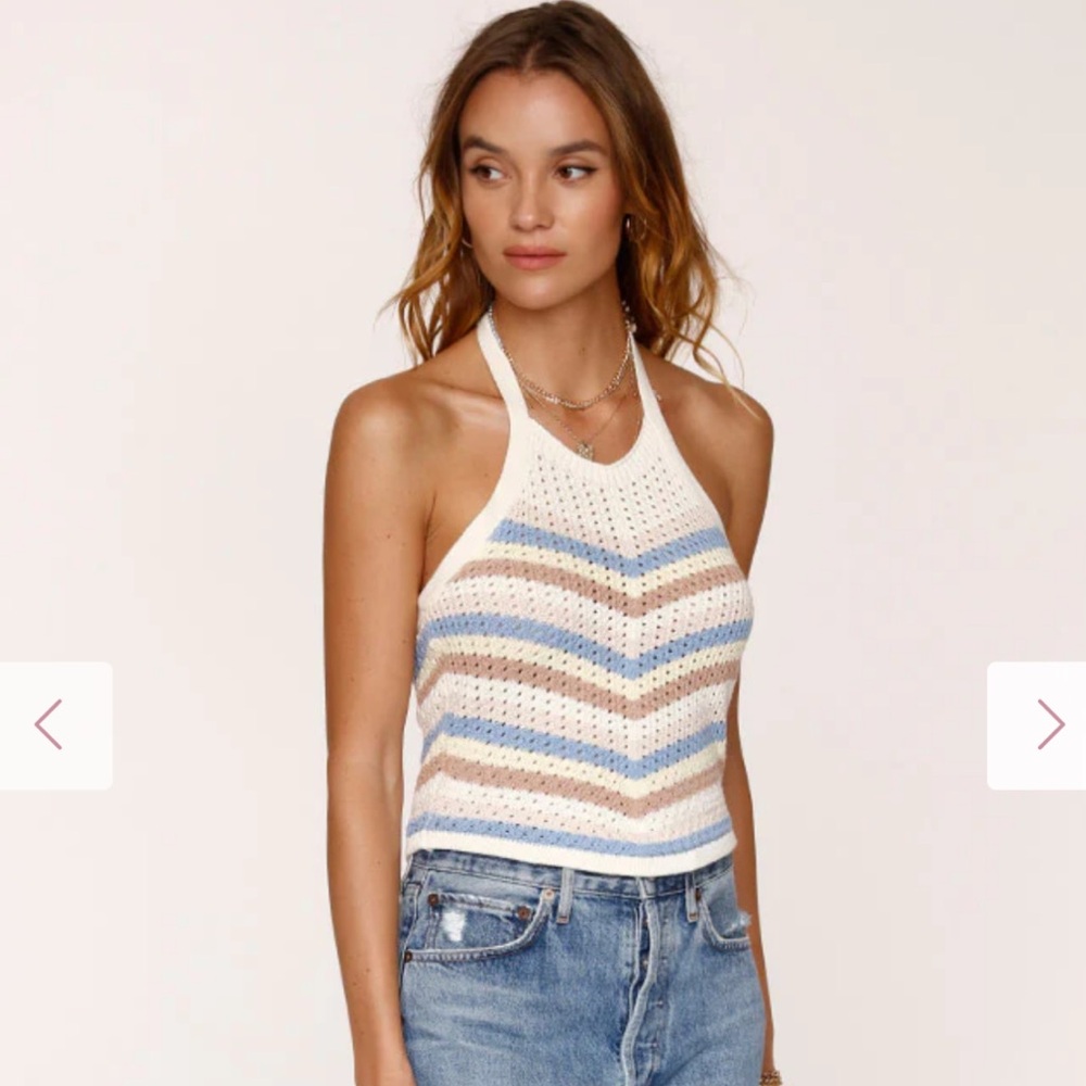 Heartloom - ECRU STRIPED CHELA HALTER TANK
